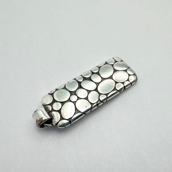 Heavy Modernist Sterling Silver "Pebble Dot" Texture Pendant - Picture 3 of 8
